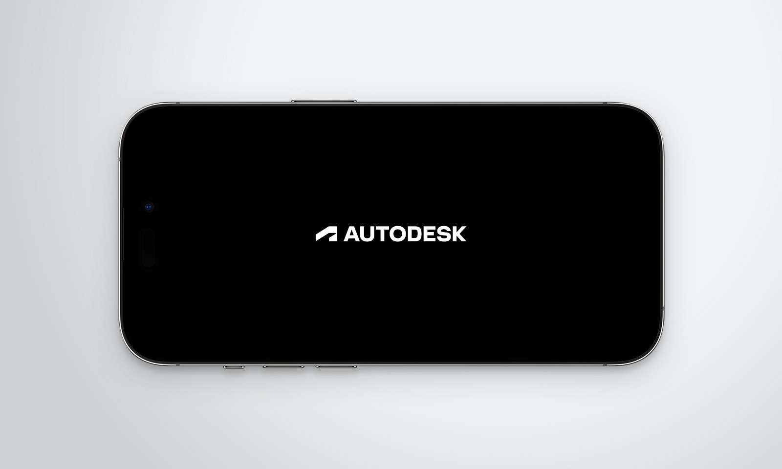 Autodesk-Logo auf schwarzem Grund in einem Smartphone