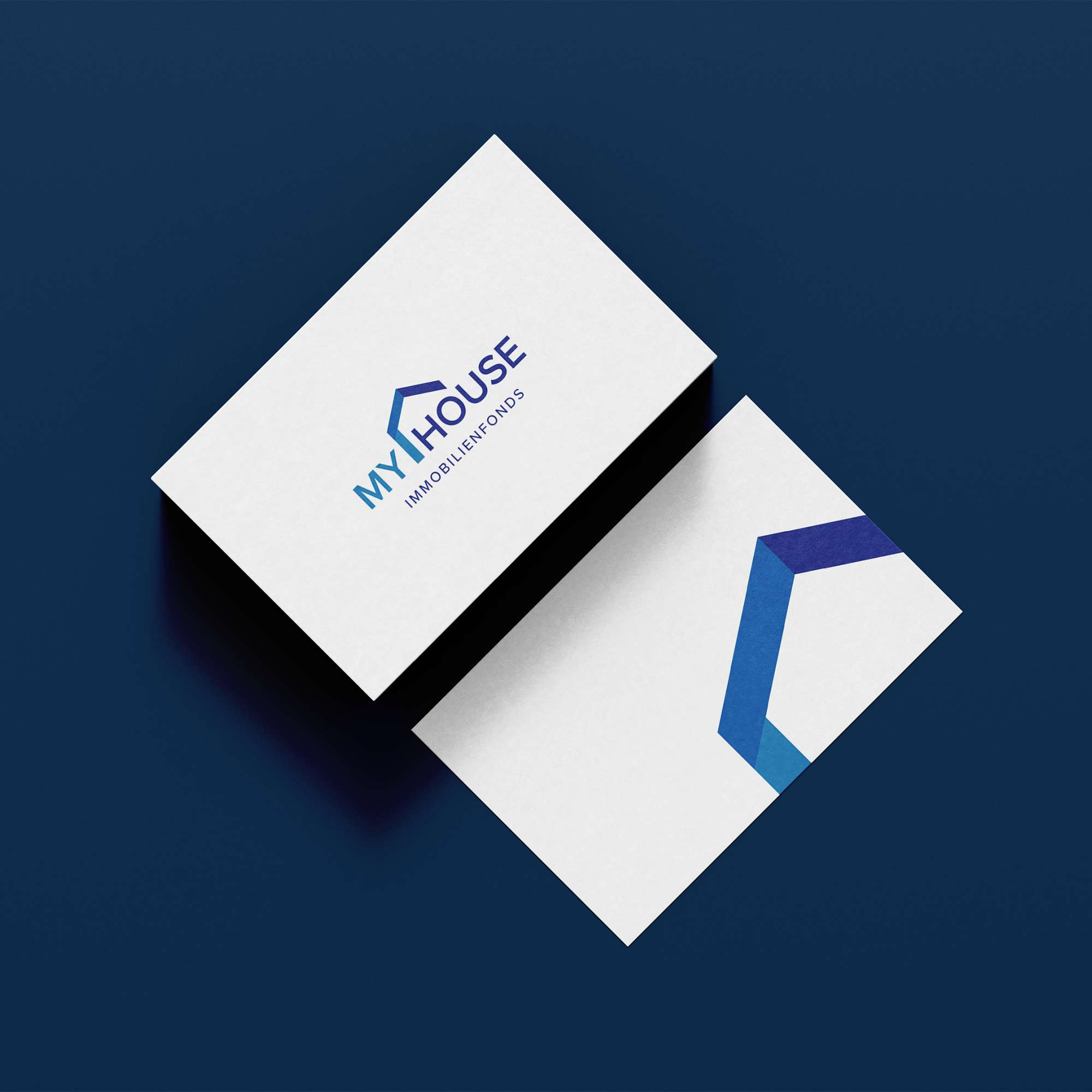 Mockup der Visitenkarte von My House in Vorder- und Rückansicht mit Logo und Bildmarke