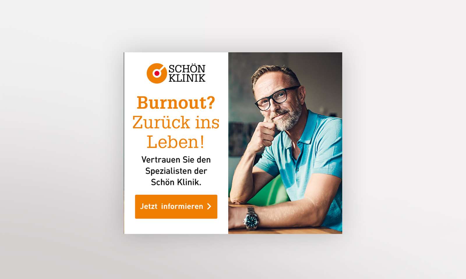 Screenshot einer Social Ad der Schön Klinik zum Thema Burnout